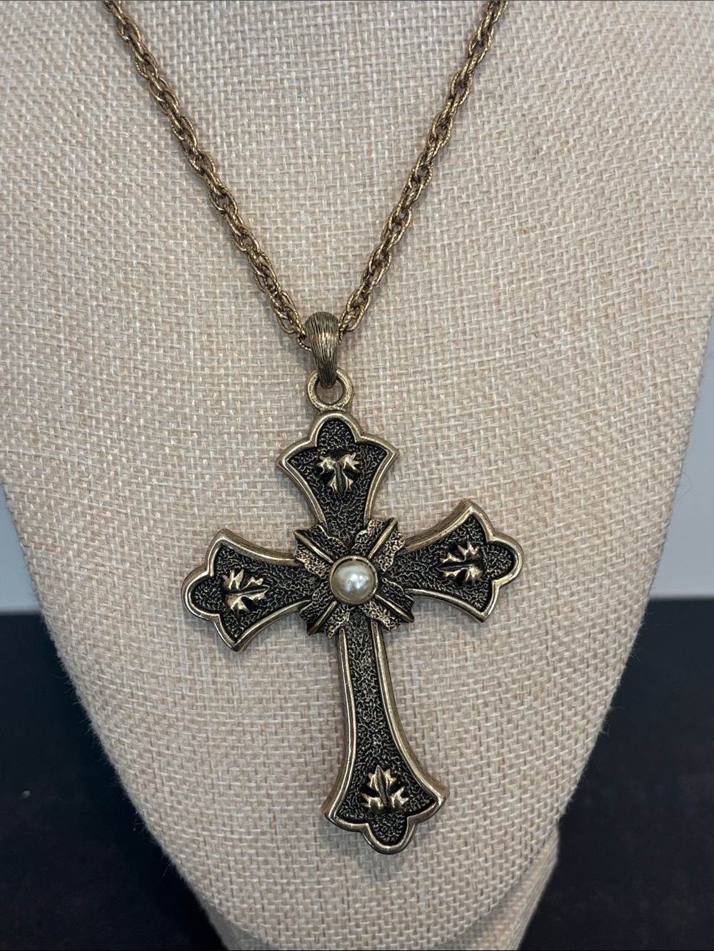 Vintage Signed Sarah Coventry 1975 Limited Edition "Peace" Cross Necklace